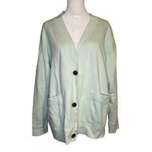 Vince. light seafoam blue long sleeve cotton cardigan size M